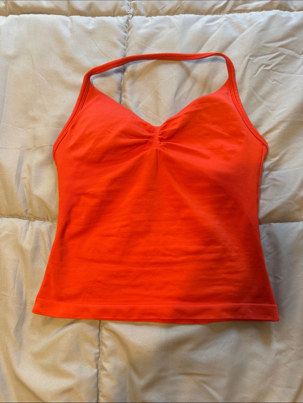 Neon orange DFYNE halter sports bra